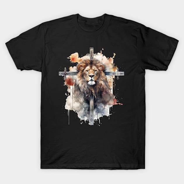 Lion Of Judah Lion Cross Christian Faith Jesus Hebrew Lion T-Shirt by smartrocket